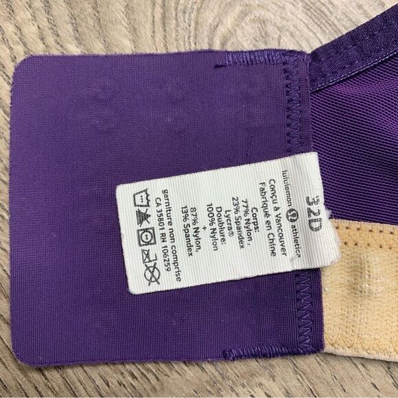 LuLuLemon Ta Ta Tamer Purple Sports Bra Size 32D - Picture 5 of 5